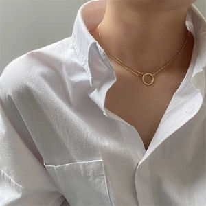 Pendant Necklaces Dome Cameras Simple Temperament Circle Clavicle Chain New Ins Cold Wind Retro Fashion Trend Chain All-match Women's Necklace AA230428