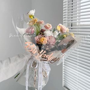 Packaging Paper 50X57CM 15PCS Flower Wrapping Paper OPP Pearl Cellophane Floral Bouquet Happy Birthday Paper Birthday Gift Packaging 231127
