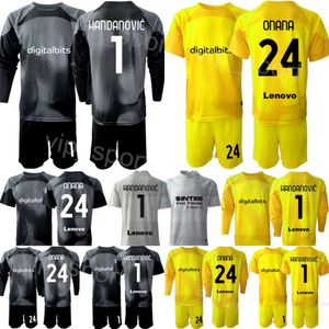 Club Team Inter målvakt Milan Youth Yann Sommer Jerseys Soccer 22-23 Set Gk Long Sleeve Samir Handanovic 12 Julio Cesar Walter Zenga 24 Onana Football Shirt Kits Kits