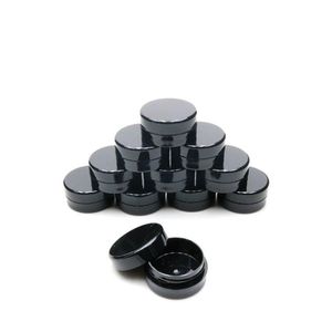 3Gram Cosmetic Sample Empty Jar Plastic Round Pot Black Screw Cap Lid, Small Tiny 3g Bottle, for Make Up, Eye Shadow, Nails, Powder, Pa Akuh
