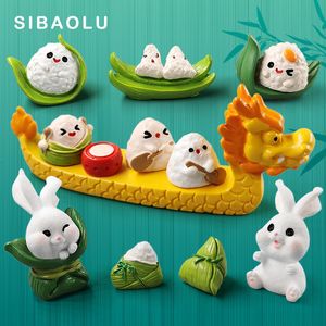 Decorative Objects Dragon Boat Festival Easter Rabbit Figurine Home Kawaii Room Decor Miniature Fairy Garden Decoration Accessories Modern Figure 230428