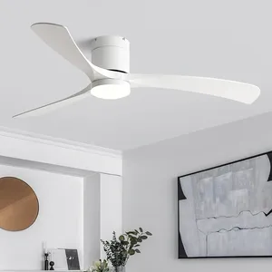 46Inch Low Floor Ceiling Fan Light Modern White ABS Blade DC Remote Control Led Lights Restaurant The Bedroom 110V 220V