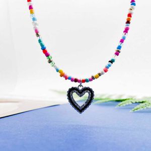 Pendant Necklaces Dome Cameras New Cute Heart Pendant Necklace For Women Girls Boho Seed Beads Strand Women Necklace Jewelry For Vacation Beach Gift AA230428