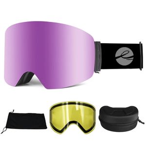 Skibrille LOCLE Männer Frauen Doppelschichten Snowboard Maske Brillen Antifog OTG UV400 Motorrad Schneemobil Brille 231127