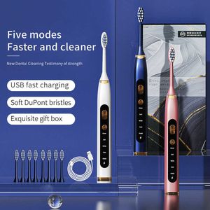 smart electric toothbrush Electric Toothbrush Sonic USB Rechargeable 5 Mode Adult Waterproof Tooth Brushes Replacement Heads Set J230427