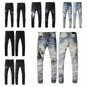 Luxurys Designers Jeans Sıkıntılı Fransa Moda Pierre Düz Erkekler Biker Hole Streç Top Kot Kırkış Kot Jean Erkek Sıska Pantolon Elastikiyeti Erkek Yırtık Pantolon Adam