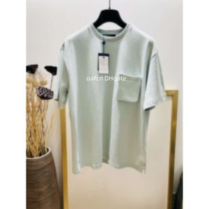 24SS Men's T-shirt Fashion Designer T-shirt MONOGRAM 3D Pocket T-shirt Summer Men's POLO Shirt Side embellishment with logo engraved square nails