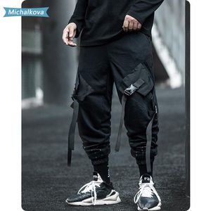 Hosengürtel Multi -Taschen -HipHop -Cargohosen Jogger Herrenkleidung Ribbon Elastizle Hist Harajuku Streetwear Joggers Hosen Techwear