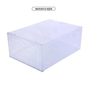 Lagringslådor Bins Multi-Size Case 1pcs Stapelbar transparent lådd förtjockad låda för män Kvinnor Skor Arrangör W0428
