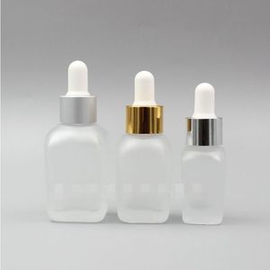 10 20 Flacone contagocce in vetro quadrato da 30 ml con pipetta per gli occhi Contenitori per bottiglie di oli essenziali per aromaterapia vuota gelo Rbugr