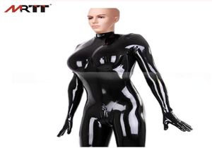 CatSuit Costumes Handgjorda Male Latex CatSuit -Dress Tight Transvestite Bodysuit med 3D -bröstfäst handskar Socks7647805