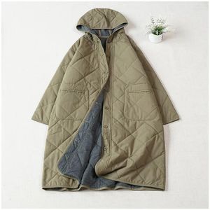 Casacos de trincheira femininos com capuz mulheres parkas cor sólida quente longo casaco de algodão acolchoado cardigan inverno bolsos casuais senhora feminina