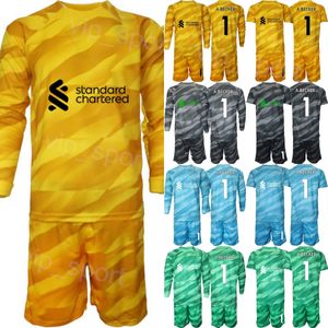 Club Team Men Youth Soccer Goalkeeper 22 Simon Mignolet Jersey Set 23-24 Long Sleeve GK 1 Alisson Becker 13 Adrian 25 Pepe Reina Goalie Football Shirt Kits LiWuPu