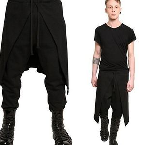 Calças marca legal dos homens estilo punk gótico harem calças preto hiphop usar calças soltas cordão baggy dança calças virilha