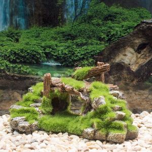 Decorations Aquarium Resin Moss Bridgeturtle Tank Fish Hide Cave Rockery Decor for Fish Tank Ornament Aquarium Decoration Accessories