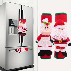 Decorazioni natalizie 2 pezzi Copri maniglia per porta del frigorifero Babbo Natale pupazzo di neve Decorazione per elettrodomestici da cucina per frigorifero Forno a microonde 231128