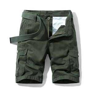 Męskie spodenki Summer Bawełna Tactical Cargo Shorts Men Mode Fashion Khaki Shorts Casual Military Short Pants Loose Pocket Men's Short Green 230428