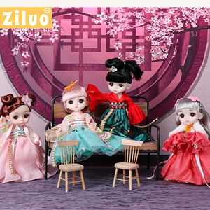 Dolls 17cm BJd Chinese Hanfu Princess 112 Starożytna kostiumy Ball połączony 13 stawów Dziewczęta Zabawka