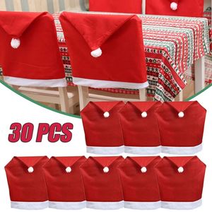 Pokrywa krzesła 130pcs Santa Hat Cover świąteczny stół dekoracja przyjęcia podtrzymujące ozdoby domowe 231127