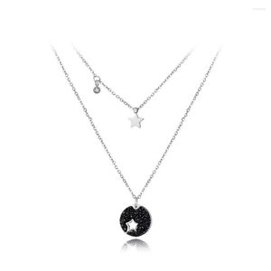 Chains Cubic Zirconia Star Chokers Necklaces For Women Pave Setting Rhinestone Rose Gold Color Stainless Steel Jewelry N18035