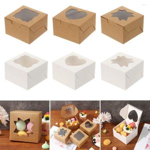 Present Wrap Drable Desert Packing Heart Star Bakery Boxes Package Box Jordgubbar Muffins Donut för pajer Kakor bakverk