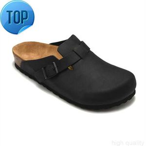 Sandaler designer Boston Summer Cork Flat tofflor Fashion Leather Slide Favoritstrandens casualskor för kvinnor män a