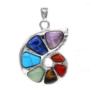 Pendant Necklaces KFT 7 Chakra Crystal Snail Spiral Natural Healing Quartz Reiki Stone Pendants Jewelry For Women Men