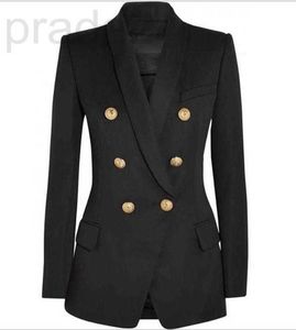 Abiti da donna Blazer firmati Premium Nuovo stile Alta qualità Design originale Giacca doppiopetto slim Fibbie in metallo Blazer Collo a scialle retrò Capispalla taglia 97HN