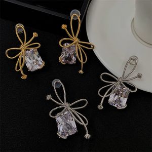 Fashion Knot Designer Stud Earrings for Women Sweet Bowknot Shining Crystal Diamond Earring Ear Rings Party Wedding Jewelry Accessories DHL Free