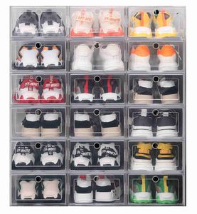 Kutular Bizi Bize Temiz Ayakkabı Kutusu Seti Katlanabilir Depolama Plastik Şeffaf Kapı Ev Dolap Organizatör Kılıfı Raf Ekranı W0428
