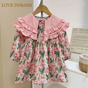 Платья для девочек LOVE DDMM Платье для девочек Детское милое пасторальное розовое платье с цветочным принтом принцессы Одежда Vestidos Наряды Костюмы Одежда для малышей