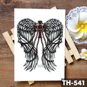 Tattoos Colored Drawing Stickers Feather Wings Cross watercolor Temporary Tattoo Sticker Warrior Rose Holy Waterproof Tattoos Body Art Arm Fake Tatoo Men WomenL23