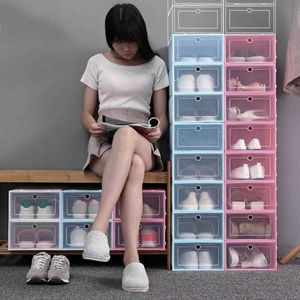 Pudełka pojemniki na buty organizator przezroczyste plastikowe pudełko do przechowywania trwałe przenośne przenośne otwiera się na buty do buty szufladę W0428