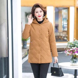 Women's Trench Coats Mom Winter Hooded Cotton Padded Clothes 2023 Middle-aged And Elderly Loose Thickened Coat