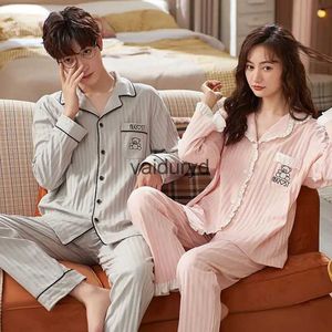 home clothing Spring and Autumn Models Long-sleeved Couple Pajamas Sets for Woman Cotton Dormitory Men's Four Seasons Out of Home Clothingvaiduryd