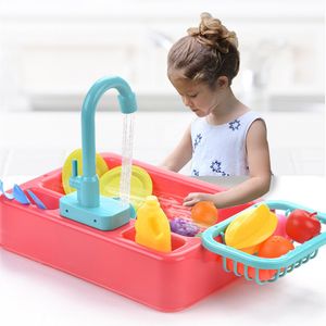 Cucine Gioca a Cucina Cibo Lavastoviglie elettrica per bambini Set di giocattoli Giocattoli educativi per la prima infanzia Lavello Tablet Simulazione computerizzata Cucina Regali Gioco