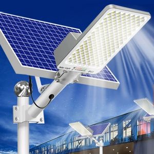 Luzes solares ao ar livre luz de rua jardim luz solar casa controle remoto à prova dwaterproof água lâmpada parede solar luz rua