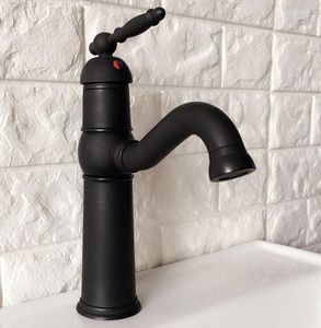 Mutfak Muslukları Döner Spout Su Musluk Yağı Ovulmuş Siyah Bronz Tek Talaç Delik Lavabo Banyo Musluk Mikseri Mikseri ANF365