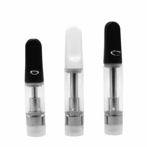 TH205 세라믹 코일 vape 카트 0.5ml 0.8ml 1.0ml Atomizers 유리 탱크 510 스레드 두꺼운 오일 기화 화이트 블랙 스크류 세라믹 vapes 카트리지