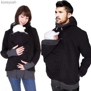 Maternity Tops Tees Winter Maternity Clothes Fashion Daddy Baby Carrier Jacket Kangaroo Warm Maternity Hoodies Men Outerwear Coat For Pregnant WomanL231128