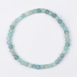 Strand Cube Shape Faceted Brazil Amazonite Botswana Agate Morganite Natural Stone Bead Stretchy Bracelet