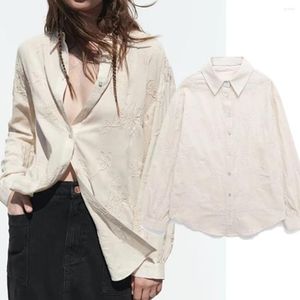 Women's Blouses Withered Indie Folk French Elegant Retro Linen Shirt Women Embroidered Hollow Ladies Blouse Casual Tops