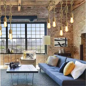 Pendant Lamps Creative Rope Double Head Chandelier Decorative Industrial Style Restaurant Bar American Personality Cafe Counter
