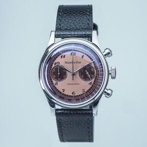 Armbandsur Thorn Watch for Men 38mm Panda Chronograph Quartz Clock Mechanism Bubble Sapphire VK64 Movement Wristwatch 5bar Relogio