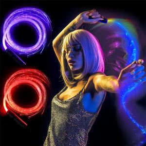 Fruste in fibra ottica LED 6 piedi Dance Space Whip Lights Girevole a 360 gradi Pixel Whip Toys Luce brillante Modalità effetto colore Fruste per rave Illuminare feste Concerti Spettacoli di luci