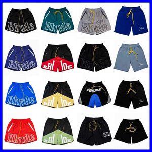 Мужские дизайнерские шорты Rhude Short Rhu Fog High Street Модный брендовый шнурок 3 м с буквами Светоотражающие хип-хоп пляжные баскетбольные брюки с пятью точками для мужчин De PN6B