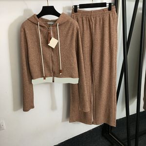 Blixtlås cardigan coat byxa klassiska huva toppar byxor män kvinnor märke sport träning bokstäver väver designer spårsätt