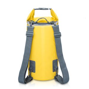 Confezioni per telai esterni Borsa impermeabile in PVC a doppia cintura 5L 10L 20L Outdoor Swimming Diving Compression Storage Dry Unisex Kayak Zaino 230427