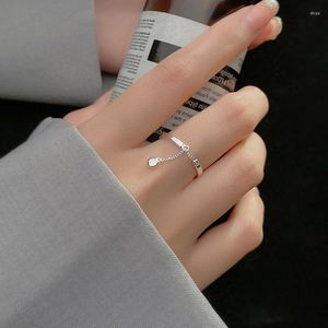 Anéis de cluster MeetSoft 925 Sterling Silver Minimalist Chain Long Tassel Round Round Aleding Ring for Women Engagement Trendy Fine Jewelry