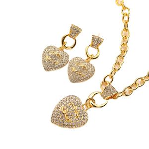 Designer Earrings Necklace Jewelry Set Heart Love Earrings Designer Pendant Necklace Brand Logo Jewelry Necklace 18K Gold Stud Stamp Earrings Girl Romantic Gift
